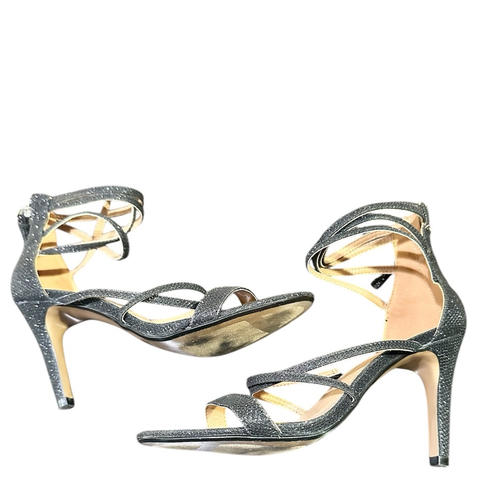 Black/ Sparkly Strappy 3 1/2” High Heel Sandals, Report, worn one time, size 7 - Picture 11 of 12